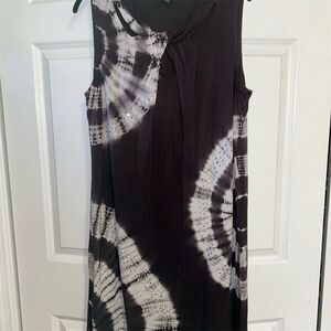 INC Women's 2X Tie Dye Boho-Chic Sleeveless Knee Length Dress Brown